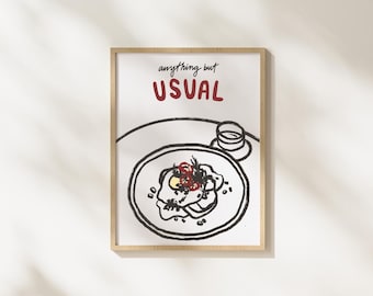 Póster "Todo menos lo habitual" / Arte de pared imprimible / Decoración de bar / Arte de cafetería / Descarga digital