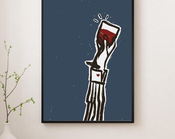 Impresión artística "Corazón en tu manga" / Descarga digital "Vino azul marino"