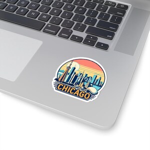 Chicago Sticker Vintage City Decal, Windy City Travel Gift, Laptop Sticker, USA Souvenir