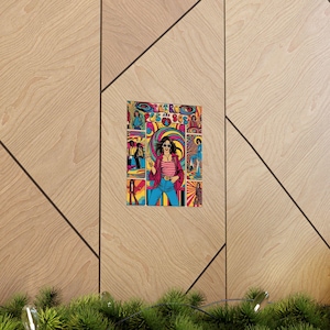 Pósteres verticales mate retro de los años 70 y 80, arte mural vintage, decoración colorida para el hogar, regalo para amantes de la música, impresiones de estética bohemia.
