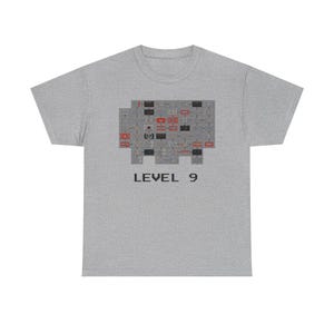 Zwaar katoenen uniseks T-shirt met retro videogamekaartontwerp