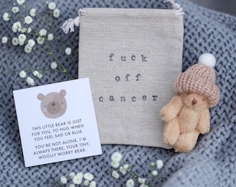 Worry Bear Gift Set: Bear, Burlap Pouch and Gift Card
