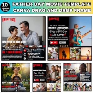 Dadflix Canva bearbeitbare Vorlage, glücklicher Vatertag Vorlage, Dadflix Film Fotocollage, Geschenk für Opa, Vatertagsgeschenk, Bester Vater aller Zeiten