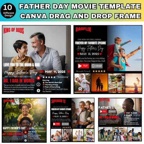 Dadflix Canva Editable Template, Happy Father’s Day Template, Dadflix Movie Photo Collage, Gift For Grandpa, Father's Day Gift,Best Dad Ever