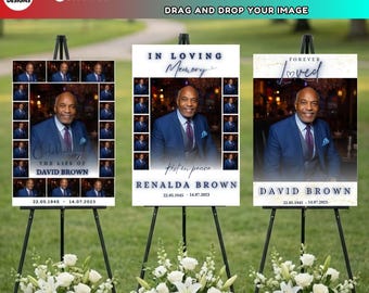 Editable Funeral Photo Collage Template, Memorial Poster Program, 30 Funeral Welcome Sign Template, Celebration Of Life, In loving Memory