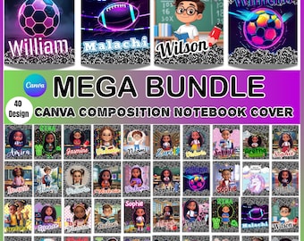 Modello di copertina per quaderno di composizione Canva, oltre 40 design (download digitale)