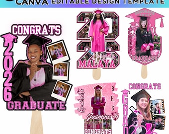 30+ Grad Fan Template Canva Editable, Class of 2026, Custom Graduation Fan, Graduation decor, Senior 2026, Grad Cake topper,Digital Download