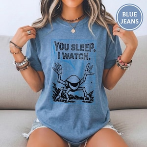 You Sleep I Watch Comfort Colors Shirt, Project Hail Mary Rocky Tee, Sci Fi Book Lover Gift, Science Fiction Alien Graphic Top