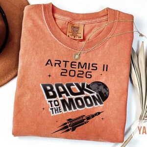 Yam Comfort Colors Back To The Moon shirt with black rocket and moon design