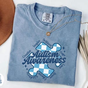 Autism Awareness Comfort Colors Shirt, In April We Wear Blue Special Education Teacher Shirt, Aura Of Blue Embrace Nuerodiversity Tee