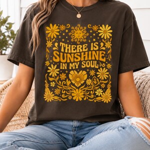 Espresso vintage floral sunshine Comfort Colors shirt