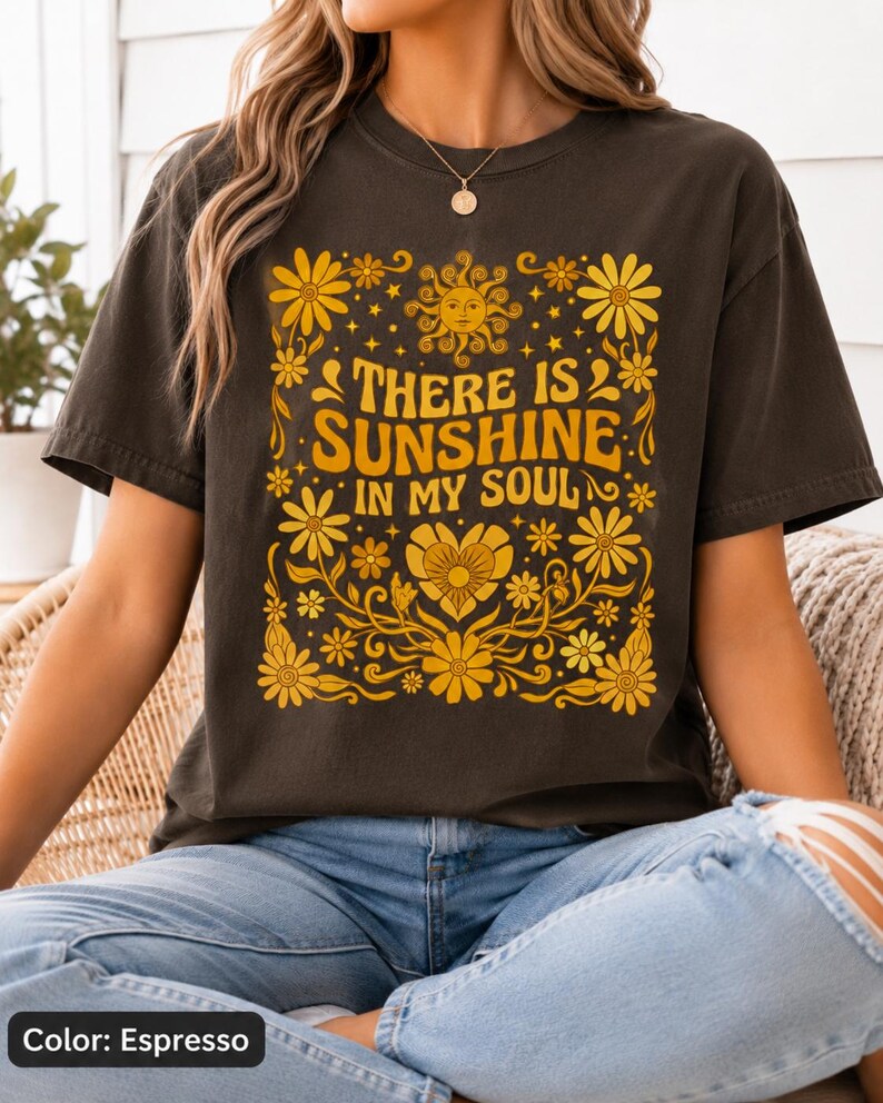 Espresso vintage floral sunshine Comfort Colors shirt