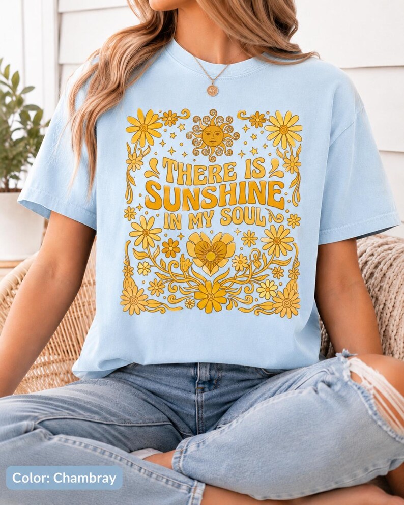 Chambray boho cottagecore sunshine graphic tee