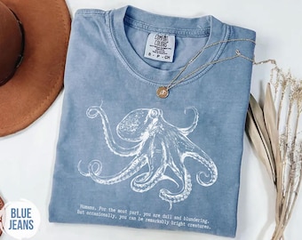Remarkably Bright Creatures Shirt, Literary Quote Top, Book Lover Gift, Sea Life Graphic Tee, Coastal Cottagecore Tee