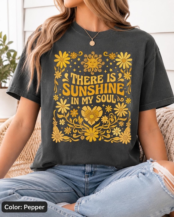 Sunshine In My Soul Retro Boho Shirt, Positivity Graphic Tee, Comfort Colors 1717, Cute Summer Top, Groovy Flower Tee, Inspirational Gift