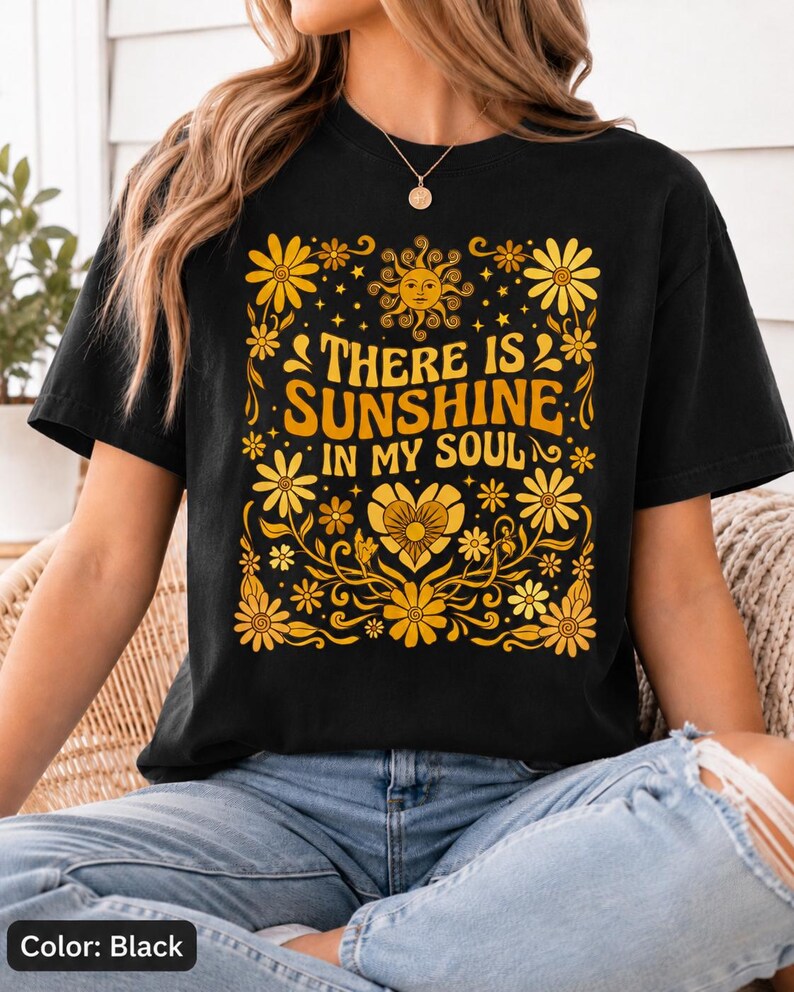 Black retro floral inspirational Comfort Colors shirt
