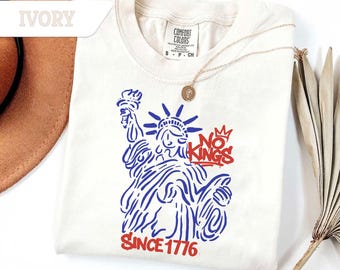 No Kings In America Shirt, Anti Trump Protest Tee, Pro Democracy Shirt, Liberal Political Tee, Comfort Colors 4th July Shirt