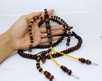 Tamarind Wood Tasbih Tijani Prayer Beads, 12mm Sufi Rosary