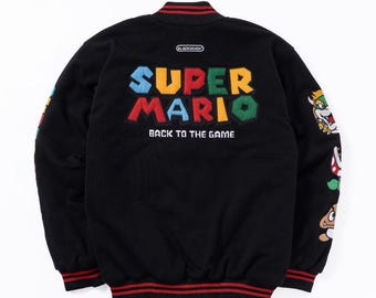 Embroidered Anime Bomber Jacket: Limited Edition Varsity Super Mario
