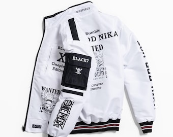 One Piece Gear 5 Anime Bomber Jacket, Sun God Nika Luffy Streetwear