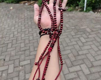 Red Akar Bahar Tasbih Tijani Prayer Beads, 8mm Sufi Beads