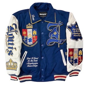 Louis France Varsity Jacket, Full Embroidered, Bomber Jacket, Outerwear, Streetwear, Streetstyle, Riding, sukajan, Vintage, Anime Jacket