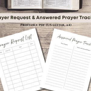 Printable Prayer Request & Answered Prayers Tracker, Prayer Journal Pages, Christian Faith Planner,  Church Prayer Request List, Prayer Log