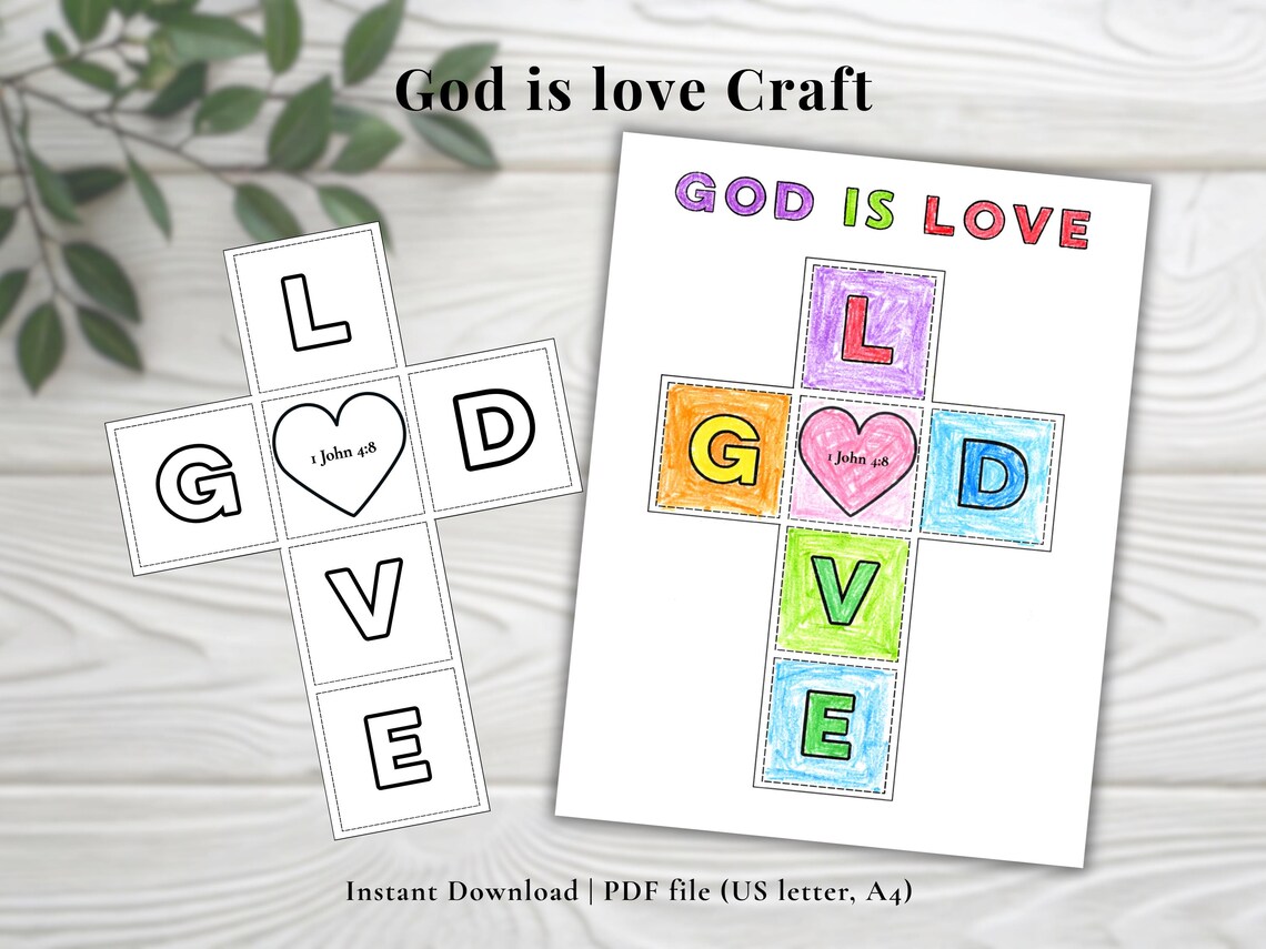 God is Love Christian Craft for Kids, 1 John 4:8 Bible Lesson ...