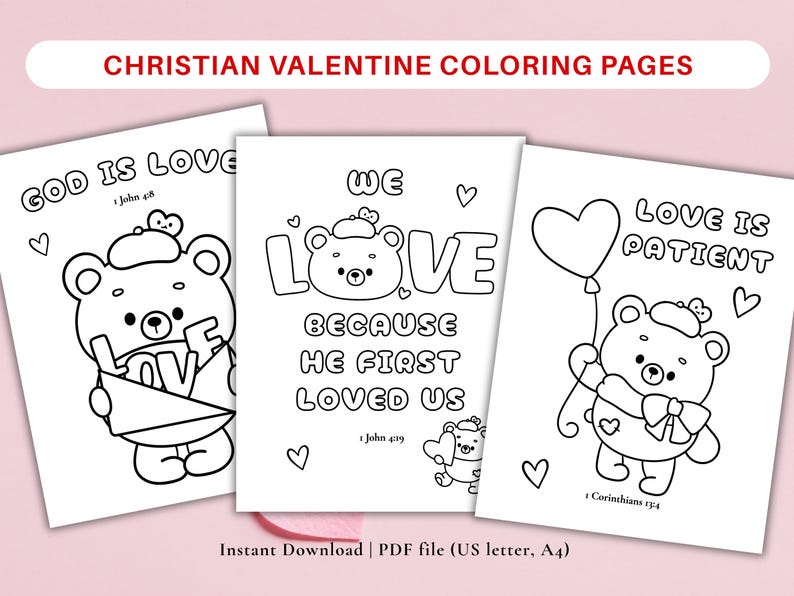 Christian Valentine Coloring Pages for Kids, God is Love Printable ...