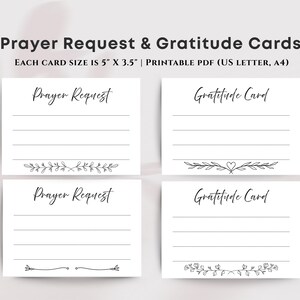 Printable Prayer Request Cards, Black and White Gratitude Cards, Simple Prayer Card Template, Minimalist Bible Study, Prayer Board card