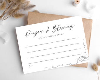 Wedding Prayer Cards Printable, Prayers and blessing for the bride and groom, Christian Wedding Activity, Minimalist Prayer card template