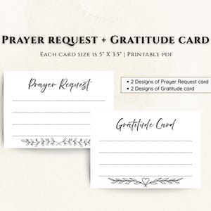 Printable Prayer Request Card & Gratitude Cards, Simple Prayer Card Template, Minimalist Bible Study, Prayer Board card