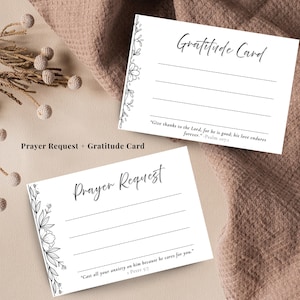 Prayer Request Card, Printable Black and White prayer card template, Simple Gratitude Card, Prayer board