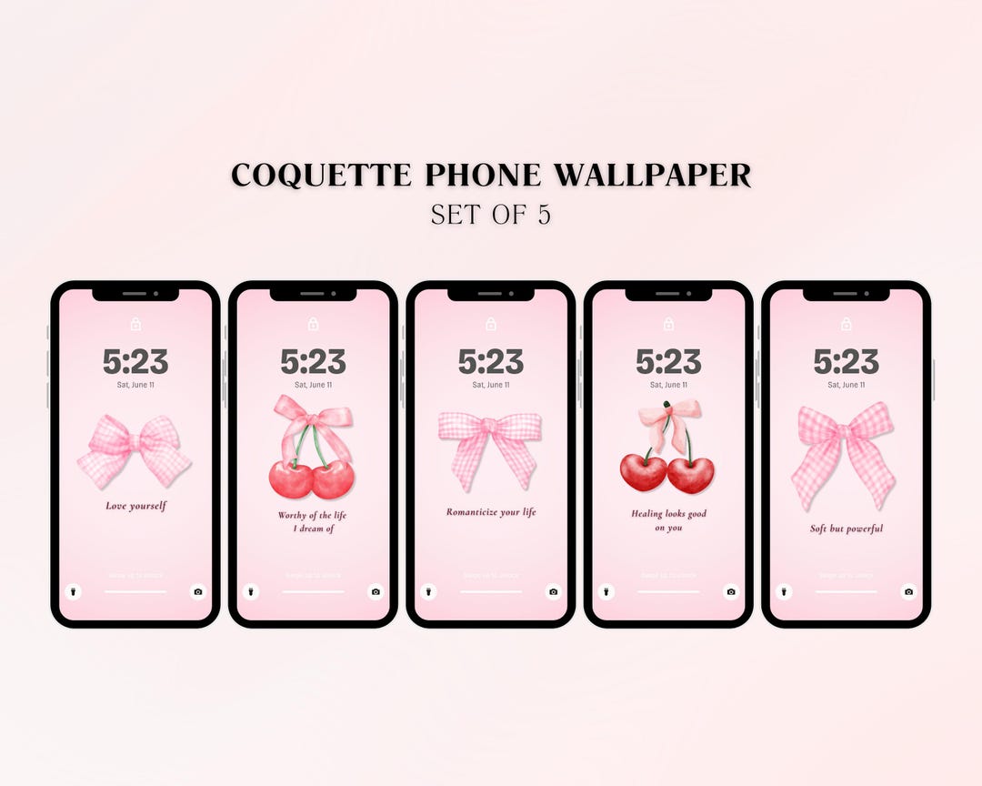 Coquette Aesthetic Wallpaper Bundle, Pink Affirmation Phone Backgrounds ...