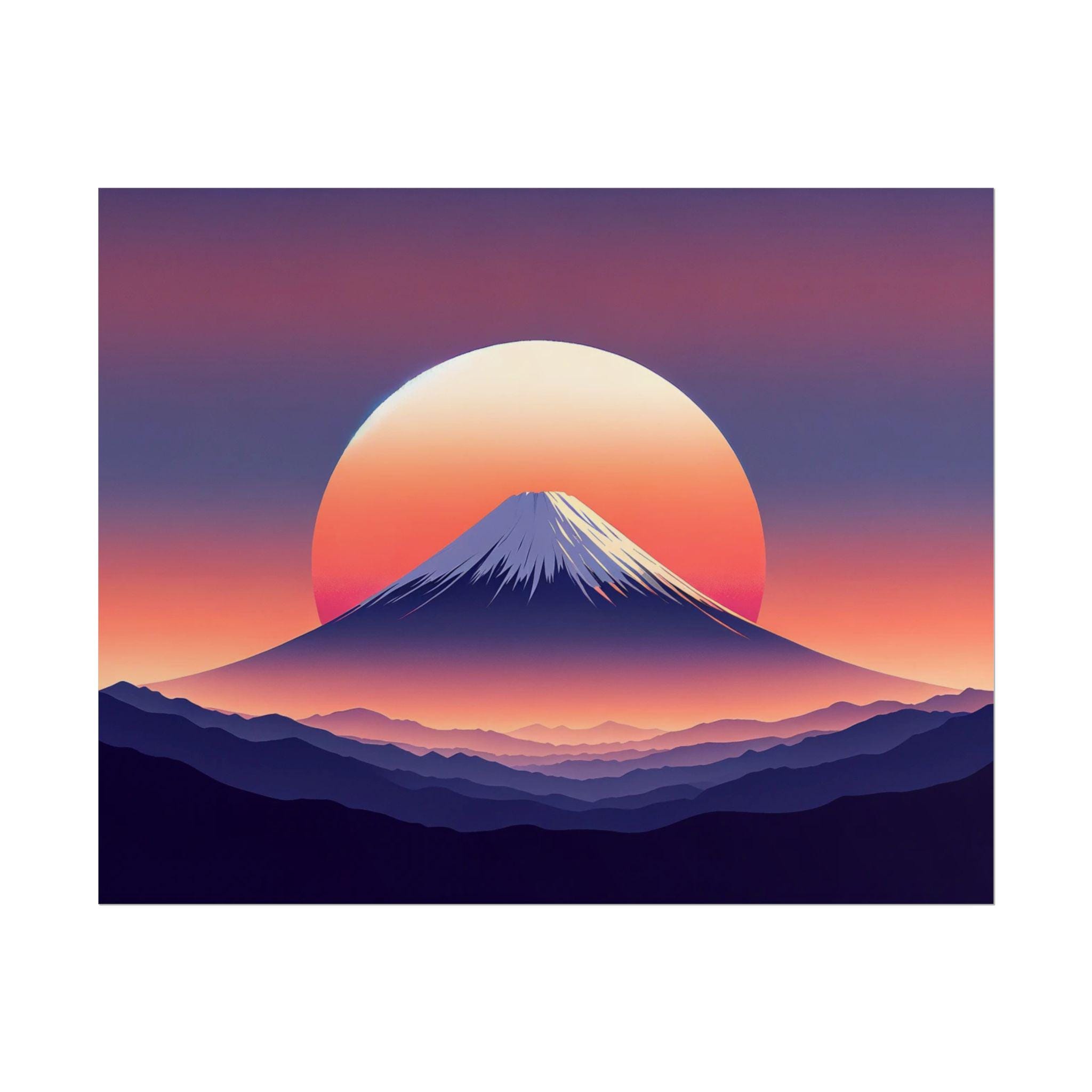 Sunset Mount Fuji Rolled Poster Japanese Landscape Art Minimalist Wall ...