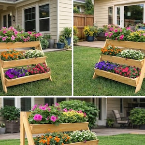 Jardinera moderna en ángulo de tres niveles (hazlo tú mismo)