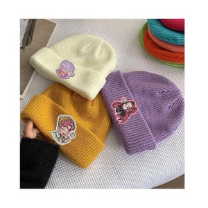 Band Kpop Character Patch Embroidered Beanie Hat, Kpop Merch, Cozy Hat Gift For Kpop Fans, Kpop Tee, Christmas Gift EHH810-815