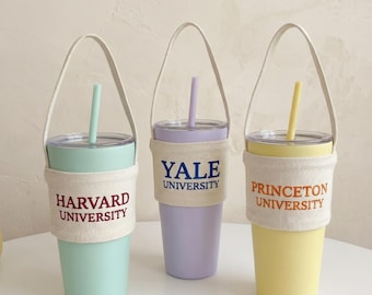 Custom Name Embroidered Cup Carrier, Personalized Cup Holder Reusable Drink Sleeve, Gift For Her