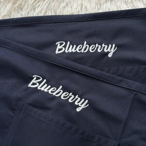 Geborduurd Liam marineblauw aangepaste tailleschort, professioneel kookthema, gepersonaliseerd keukencadeau voor chef-koks afbeelding 9