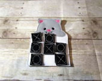 Handcrafted cat tic tac toe game for boys and girls. Can be used as a gift or party favor.