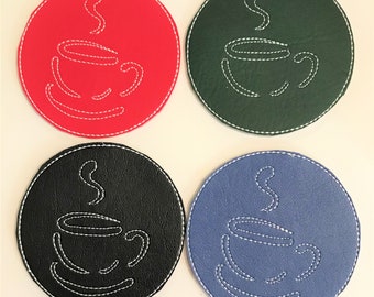 Set of 4 Vinyl Coasters for tea time or any time