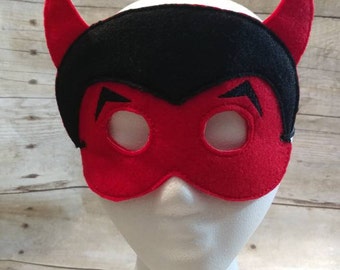 Black and red felt pretend play devil mask for kids