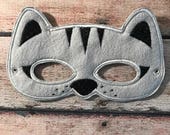 Gray pretend play felt cat mask for kids