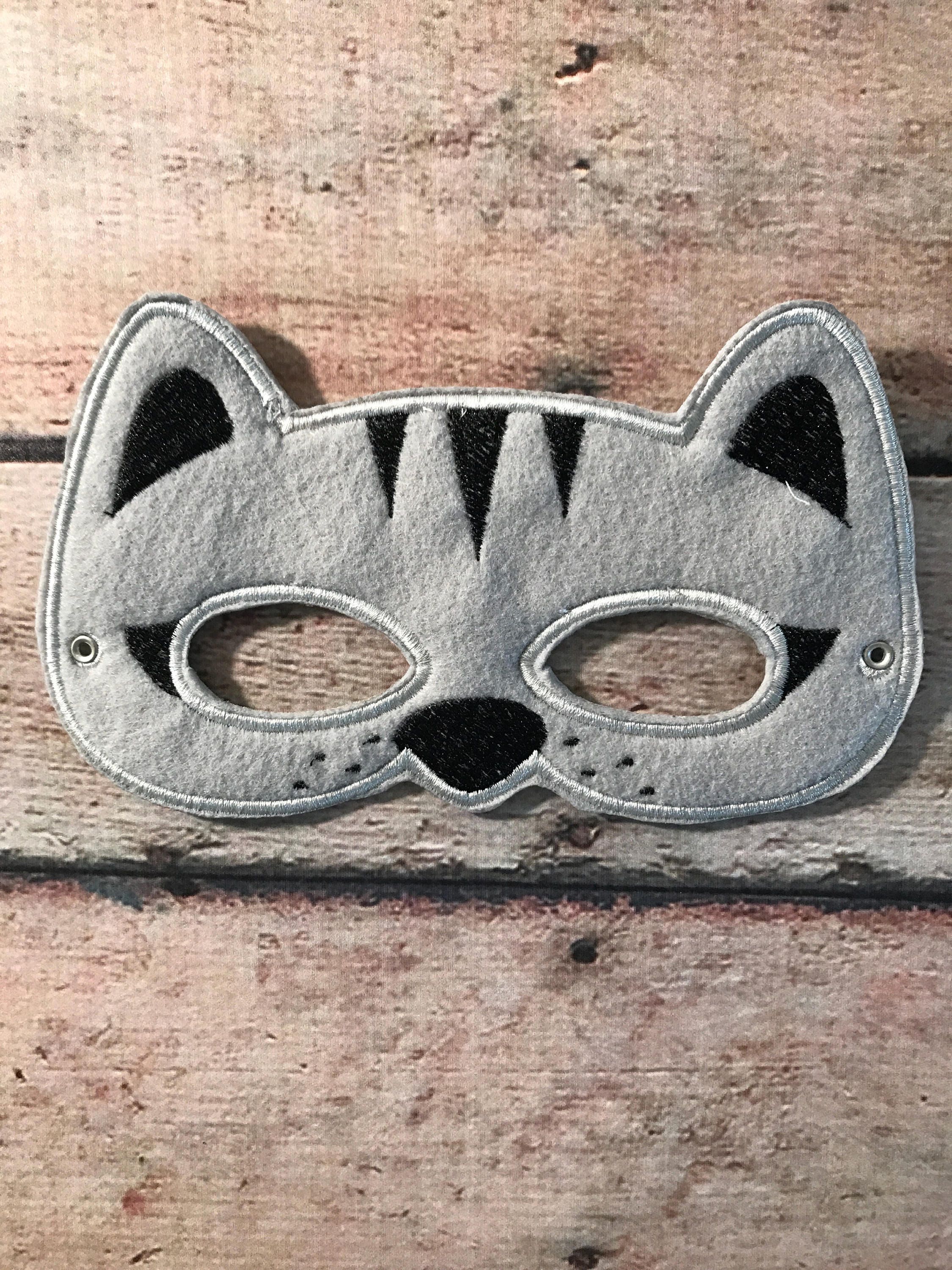 Gray pretend play felt cat mask for kids