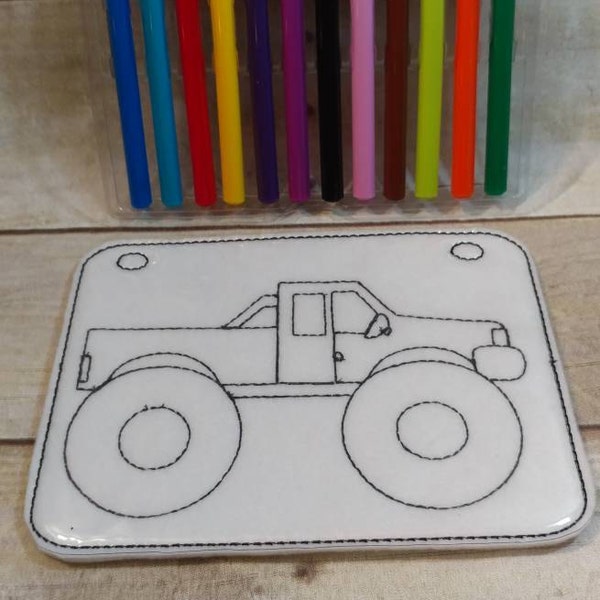 Reusable Monster Truck vinyl coloring picture for kids