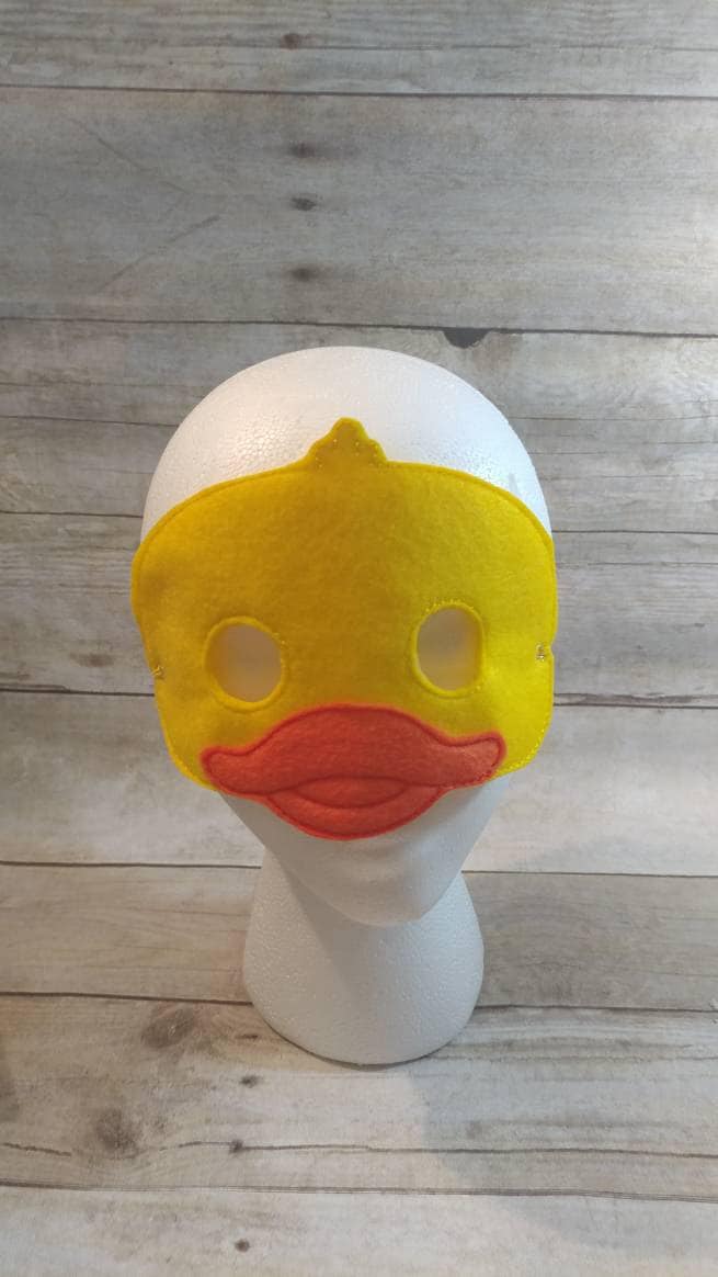 Yellow felt pretend play duck mask for kids