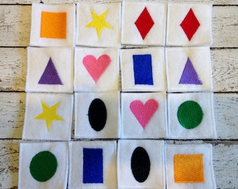 Handcrafted felt memory game for young children to use in the classroom or at home