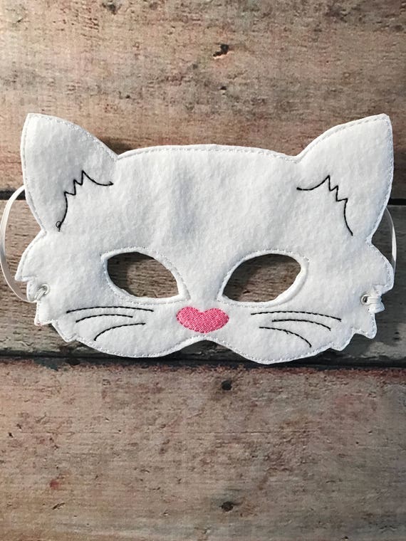 Pretend Play Felt White Cat Mask for Kids 