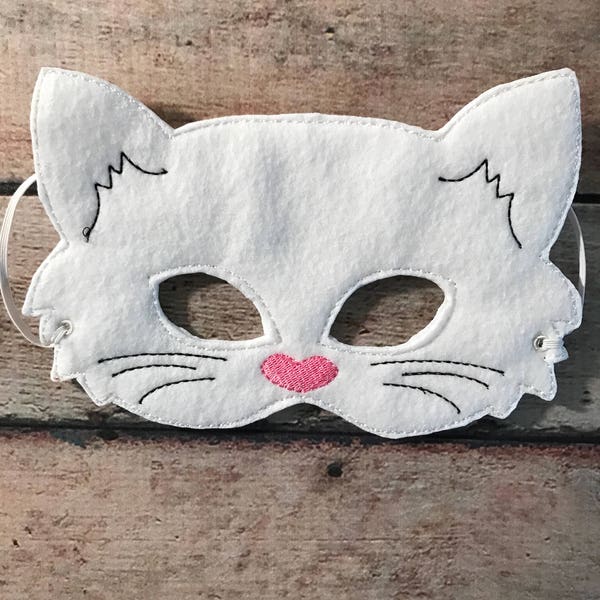 Pretend play felt white cat mask for kids