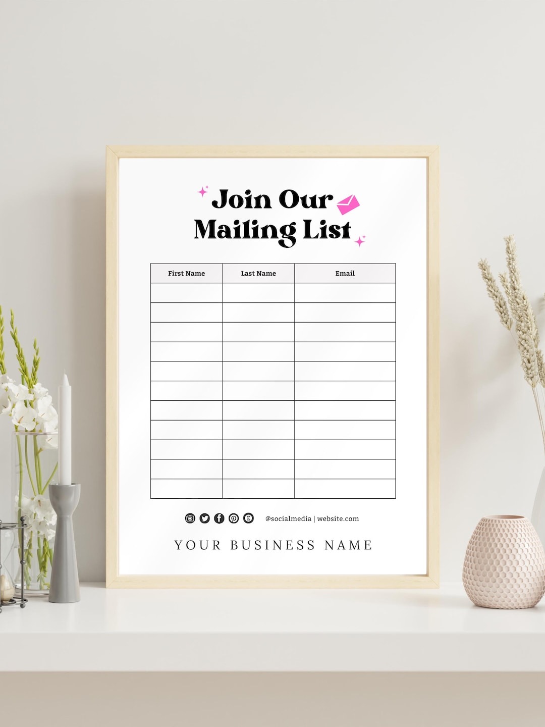 Mailing List.pdf Printable Mailing List Sign up Sheet Editable Canva Template Email ...